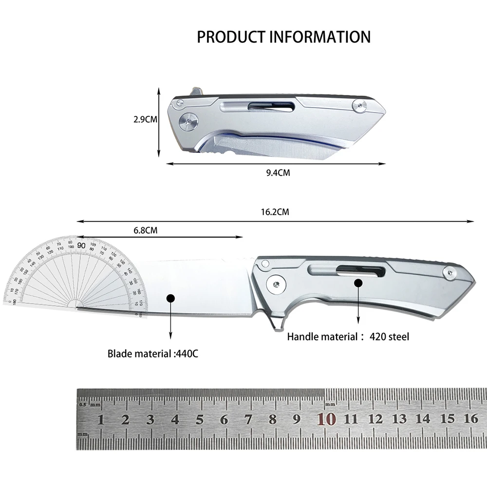 High-end Hunting Bearing Folding Pocket Knife D2 Tanto Sanding Blade CNC Hollow Handle EDC Small Survival Tactical Flipper Knife