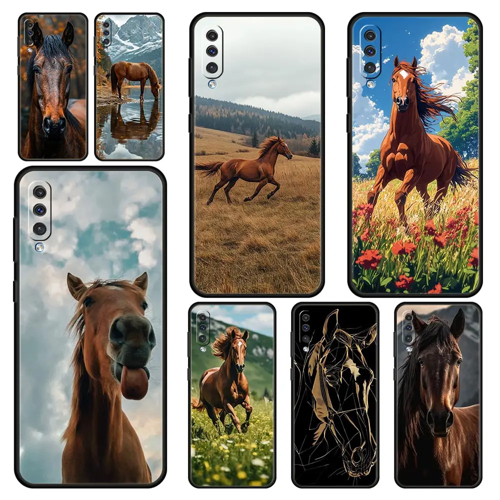 Beautiful Brown Horses Phone Case For Samsung A56 A36 A26 A24 A12 A14 A16 A50 A70 A20E A22 A40 A34 A54 A42 A52 5G A04s A06 Cover