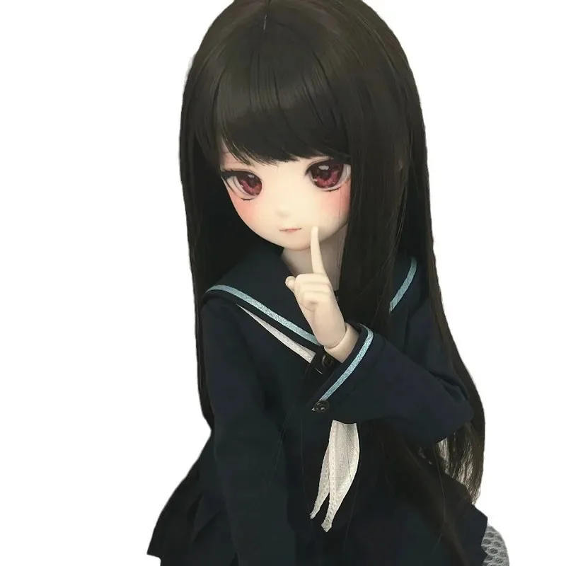 BJD doll wigs for 1/3 1/4 1/6 size bangs black long straight hair doll accessories