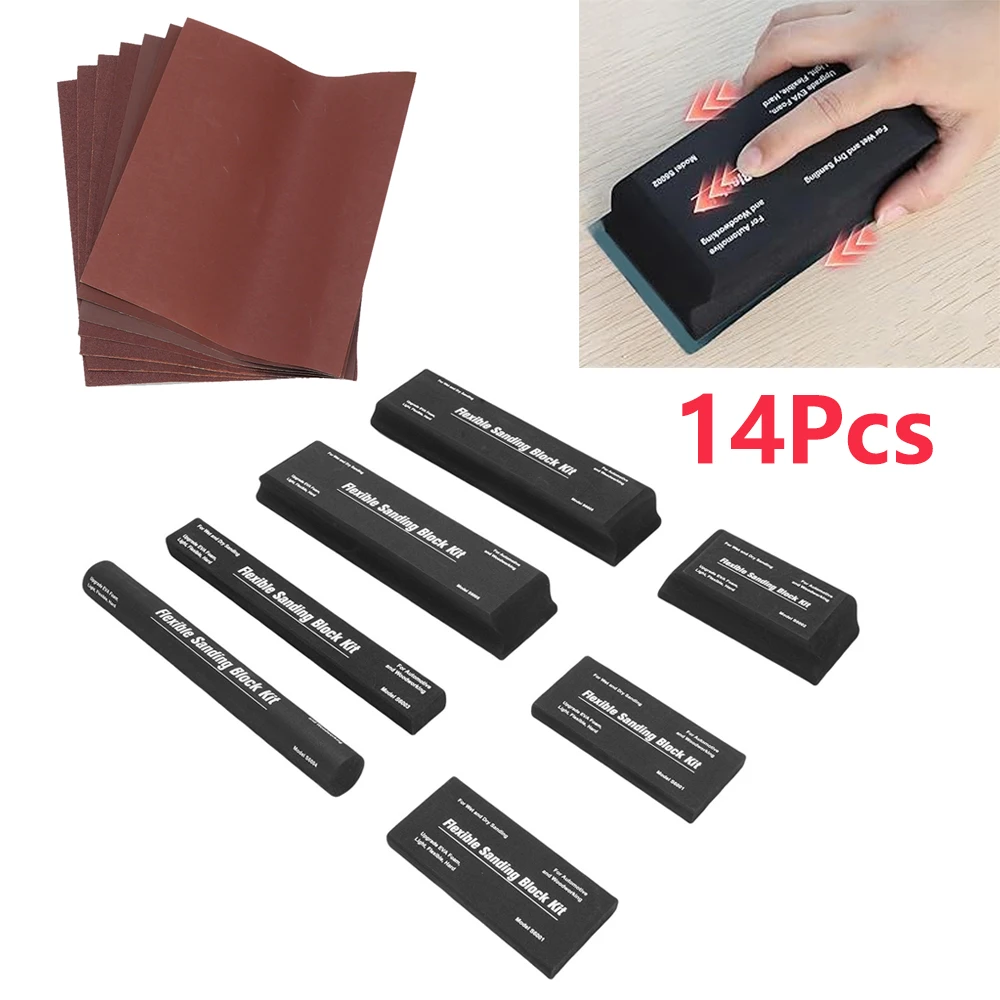 

Набор из 14 шлифовальных блоков из ЭВА с наждачной бумагой: точный контроль, гибкий и удобный захват для авторемонта