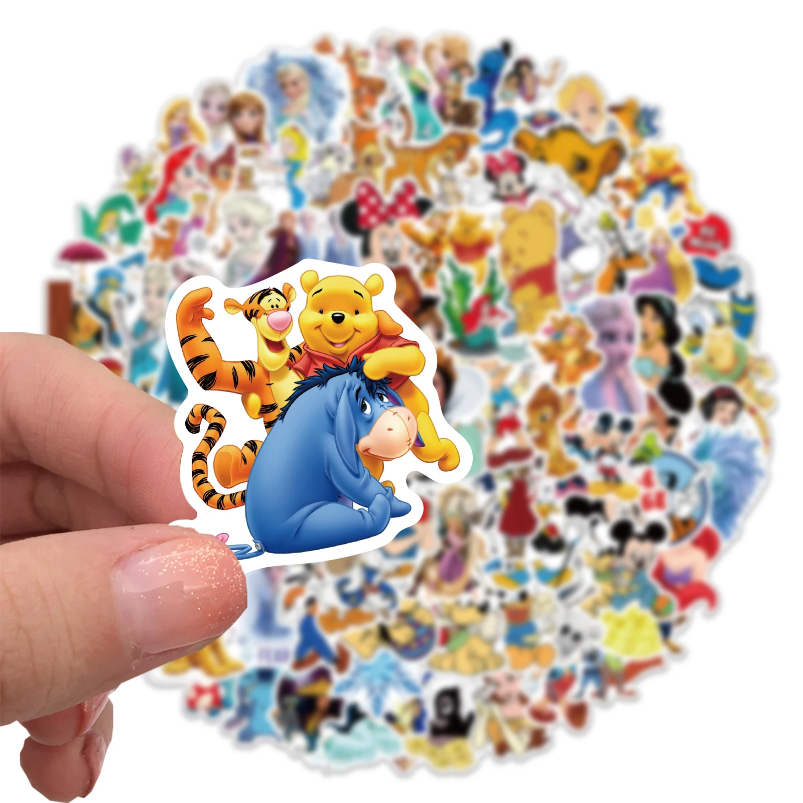 50/100pcs Cute Disney Cartoon Mixed Stickers Anna Mickey Graffiti Laptop Skateboard Phone Sticker Toys for Kids Anime Decals