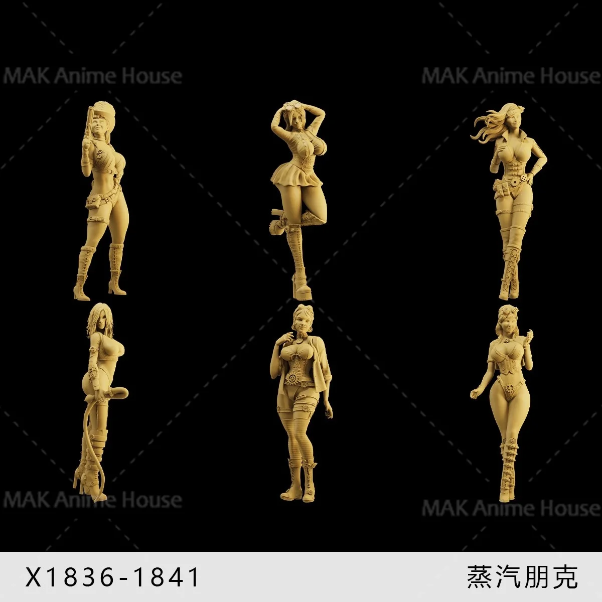

Unpainted Miniatures 1/64 Steampunk Girl Western Fantasy Female Gunman Pilot Farm Worker Dolls Model Creative Scene Prop Car Toy