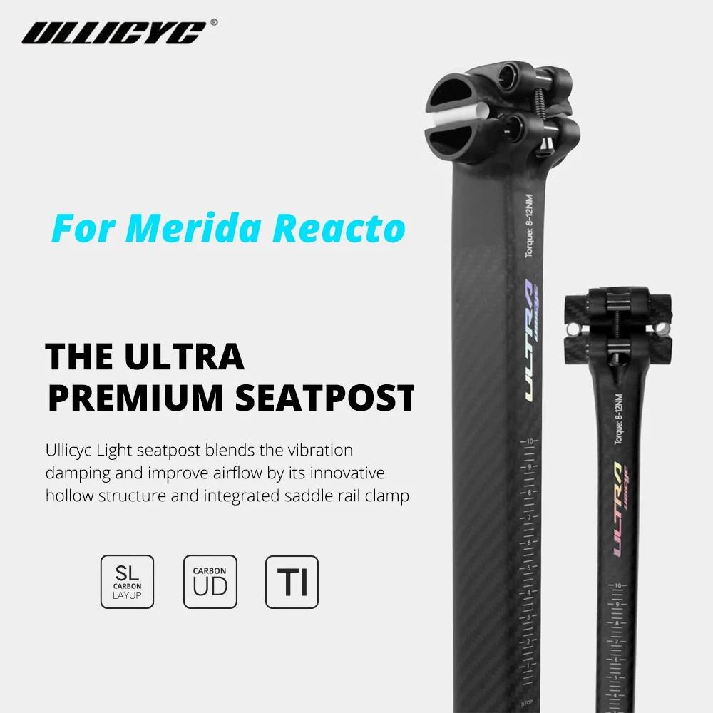 

Ультралегкий карбоновый подседельный штырь Merida Reacto ULLICYC с хромированным логотипом, 125 г, смещение 5 мм, для шоссейных велосипедов, 260/310/360 мм