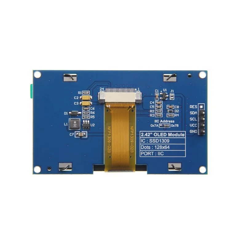 2.42 inch OLED Display Module IIC SPI Interface 128×64 White Blue Yellow Optional