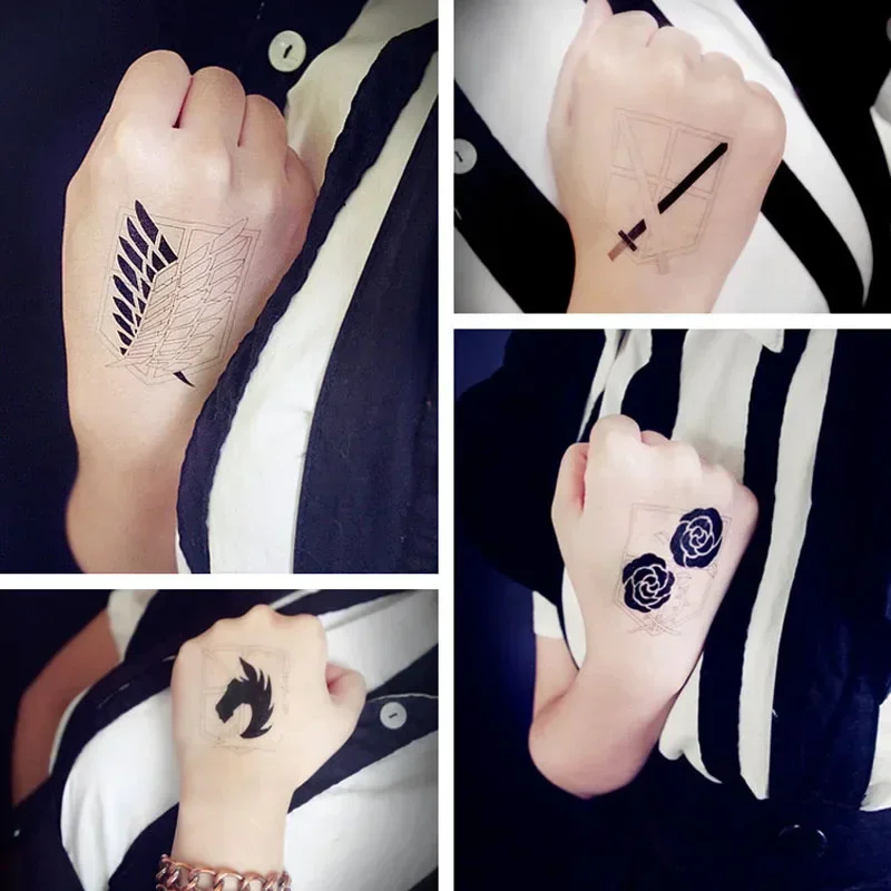 

Attack on Titan Temporary Tattoo Anime Cosplay Costumes Fake Tattoo Sticker for Woman Man Waterproof Cartoon Body Arm Art Decal