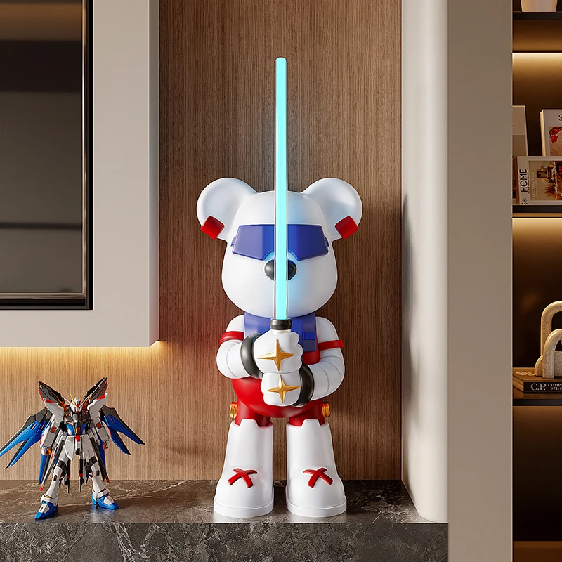 Home Decor 88cm Sculpture Lightsaber Bear Decorations Modern Living Room TV Cabinet Side Statue Art Floor Decoration Customized