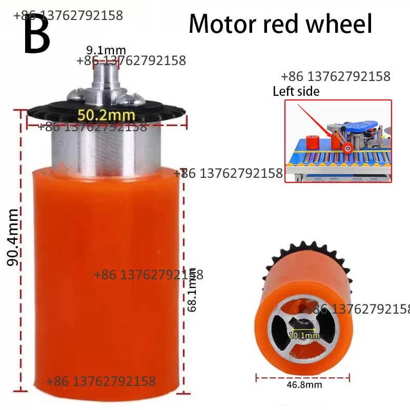Woodworking Equipment Repair Accessories Mini Edge Banding Machine Red Rubber Roller Wheel Motor Chain Parts view 6