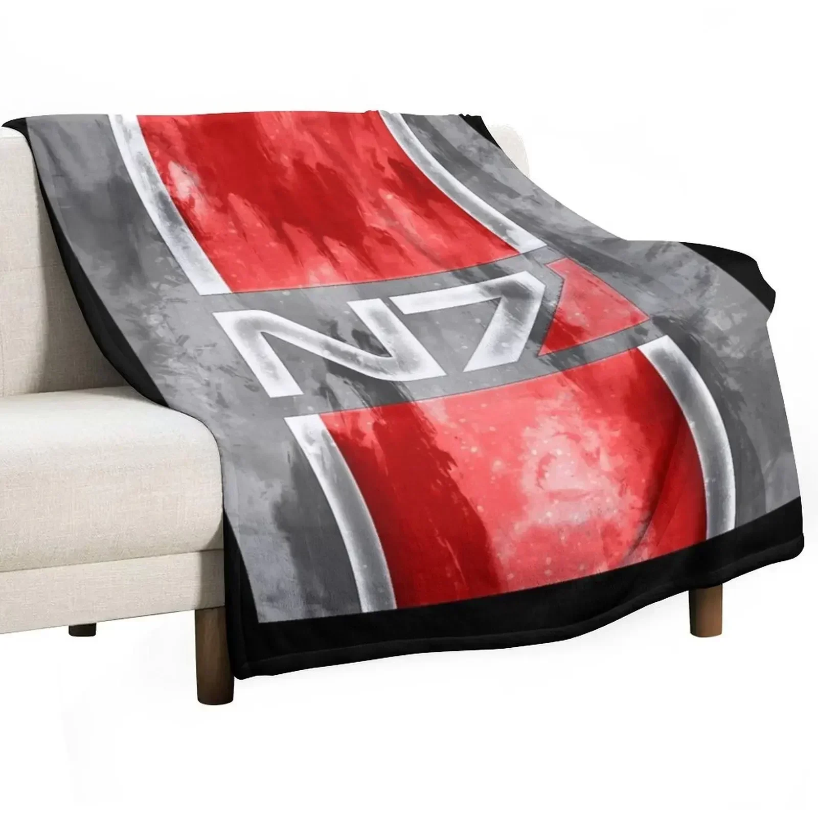 N7 Emblem Throw Blanket Shaggy Bed Fashionable Plaid Kid'S Blankets