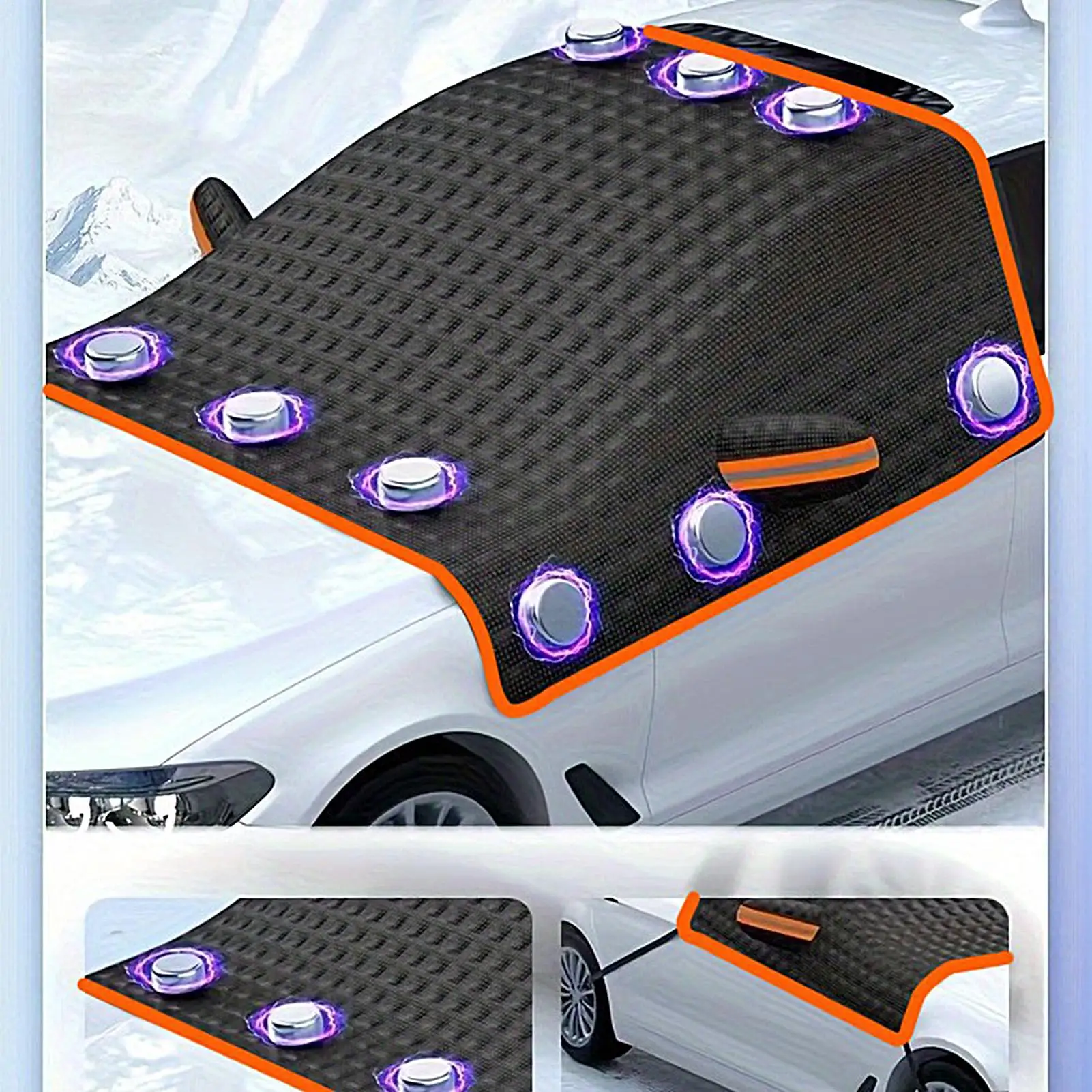 

Universal Magnetic Car Windshield Snow Cover Waterproof Oxford Cloth Guard Windproof Car Windshield Snow Cover With Strap