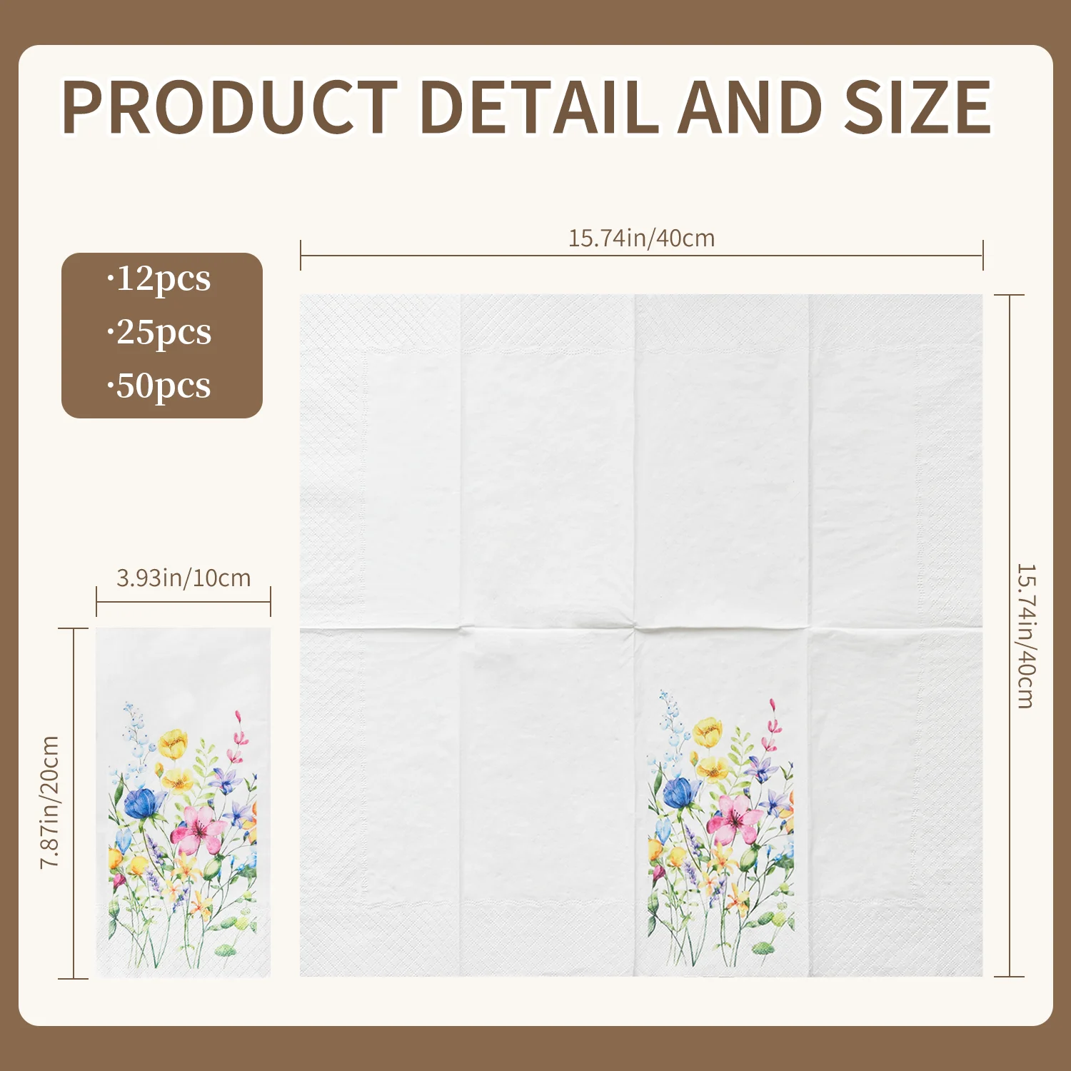JINYUDOME Spring Flower Pattern Disposable Floral Napkins - Dinner Tissues Paper for Wedding Birthday Party Decoration Tableware