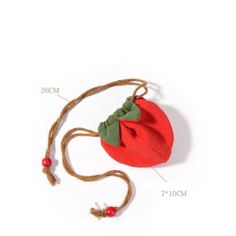 20pcs/lot 7*10cm Persimmon Shape Sachet Cotton Linen Cloth Drawstring Bags Car Decoration Small Gift Pendant Cute Pouches