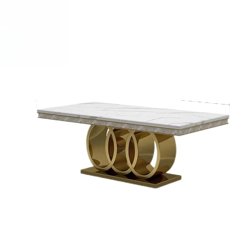 

Living Room Furniture Dining Table Set 6 Seater Luxury Gold Grey Marble Dining Table for 6 People