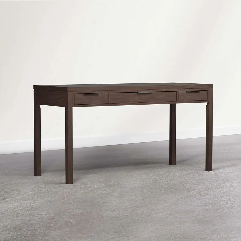 

60-широкий письменный стол из массива темно-коричневого ореха с 2 ящиками и откидной подставкой для клавиатуры для домашнего офиса или учебы