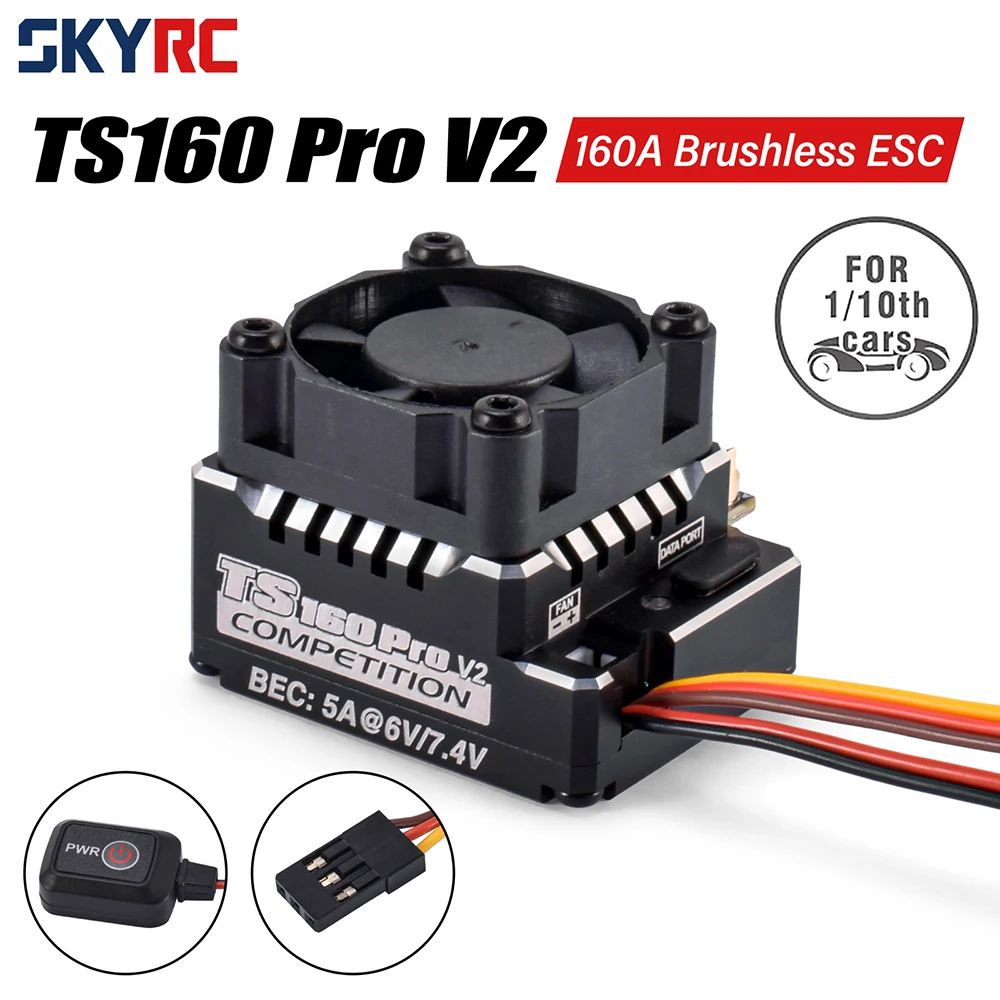 SKYRC 160A Brushless ESC 2-3S 5A@6V/7.4V TS160A PRO V2 Brushless Sensored ESC APP Program For RC 1/10 Touring Car Buggy Crawler