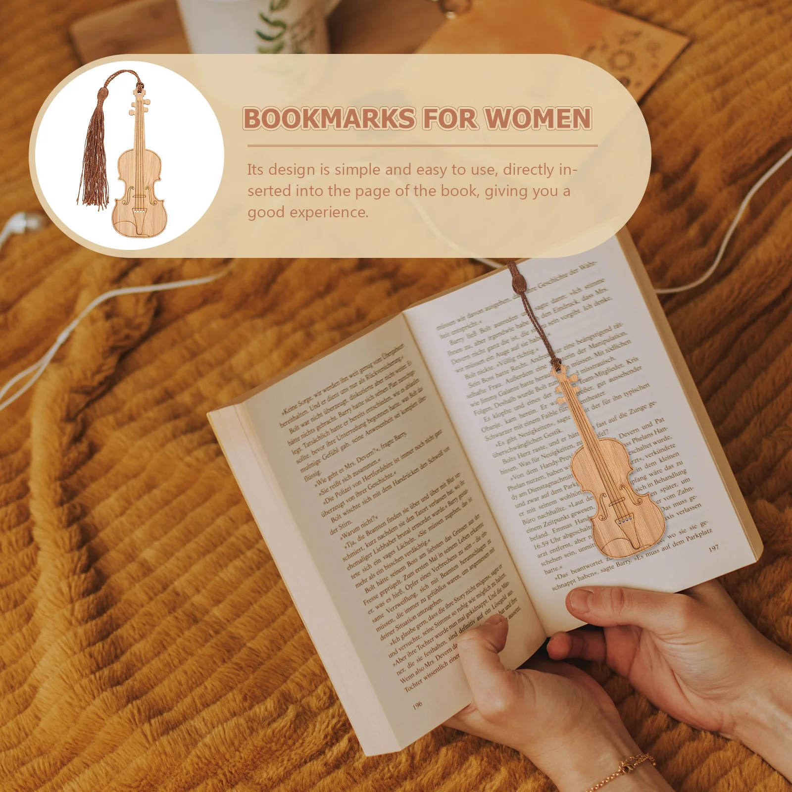 

4pcs Violin Bookmarks Decorative Bamboo Reading Markers Gifts Student Supplies Elegant Music Accessories
