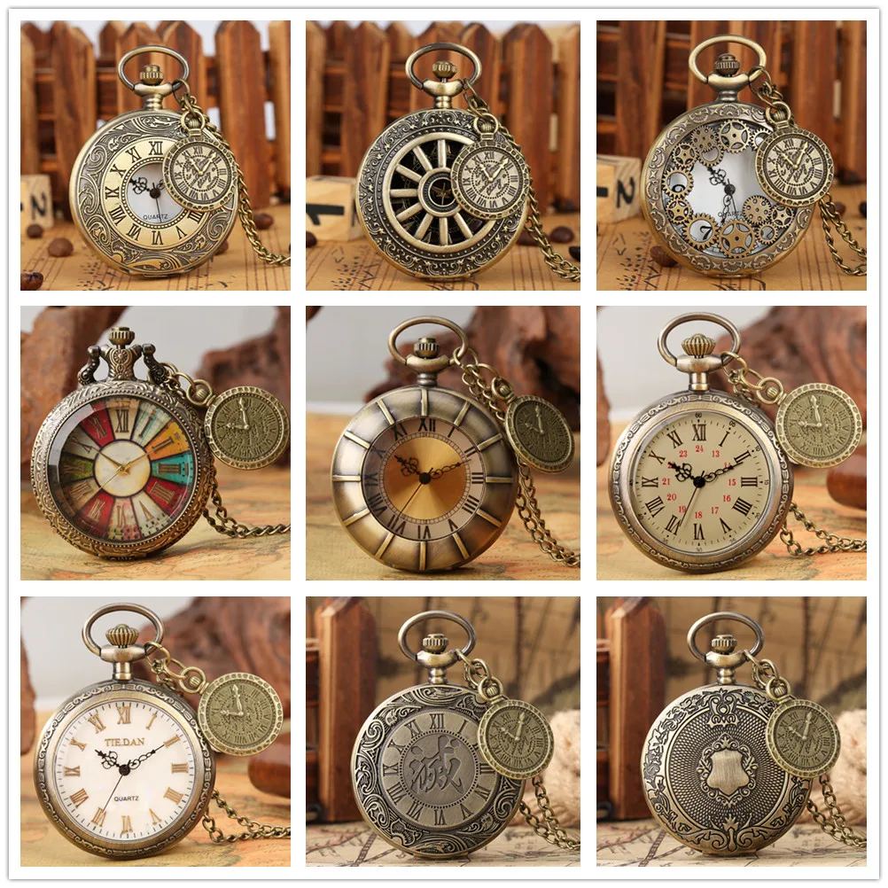 Pendant Women Gifts Accessory Bronze Clock Necklace Men