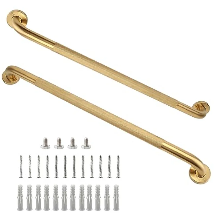 

Shower Grab Bar 2 Pack 32 Inch Gold Bathroom Grab Bar 1.25 Diameter 304 Stainless Steel Anti-Slip Grab Bars for Bathtubs and Sh