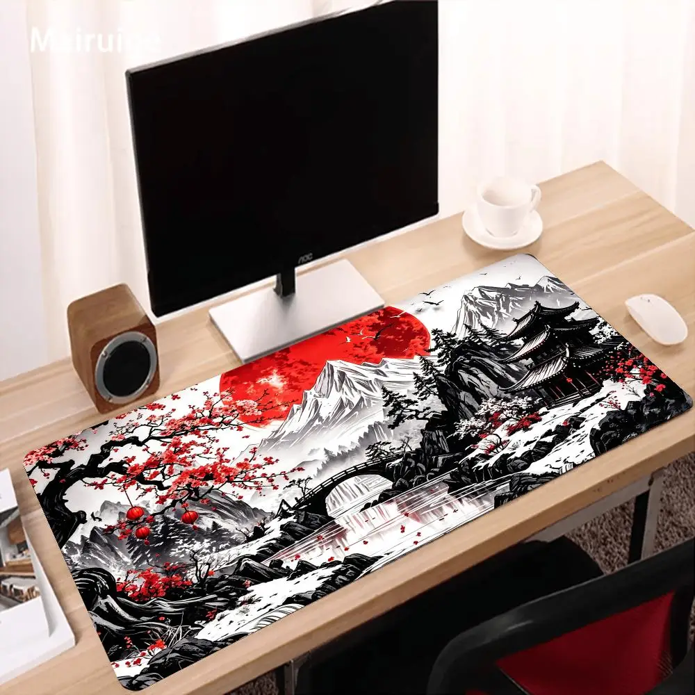 Full Moon Tower Scenery Gaming Mats Large Mousepad 900x400 Laptop Accessories Desk Interior Desk Mats Rug Mouse Mat Carpet Decor
