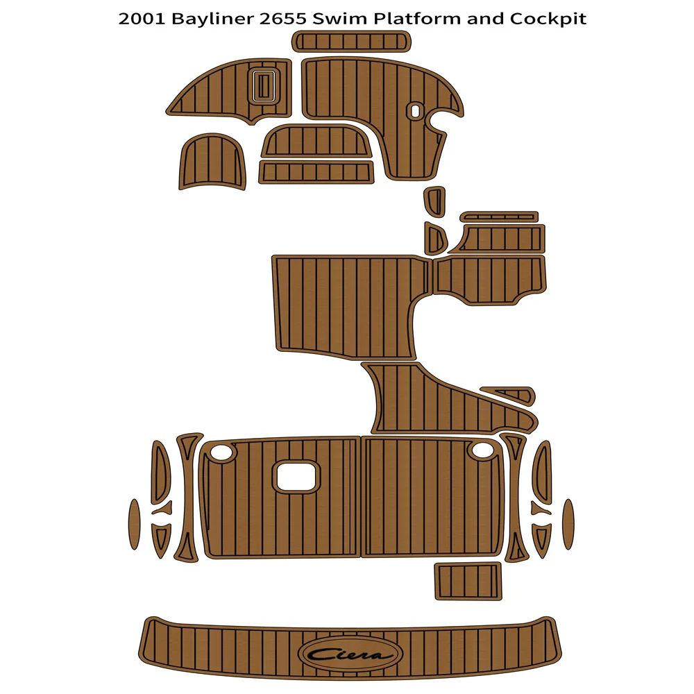 

Quality 2001 Bayliner 2655 Swim Platform Cockpit Pad Boat EVA Foam Faux Teak Floor Mat