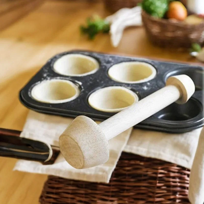 Premium High-Quality Double-Sided Wooden Egg Tart Pusher and Pastry Tamper Set for Professional-Quality Results - Sturdy Wooden 