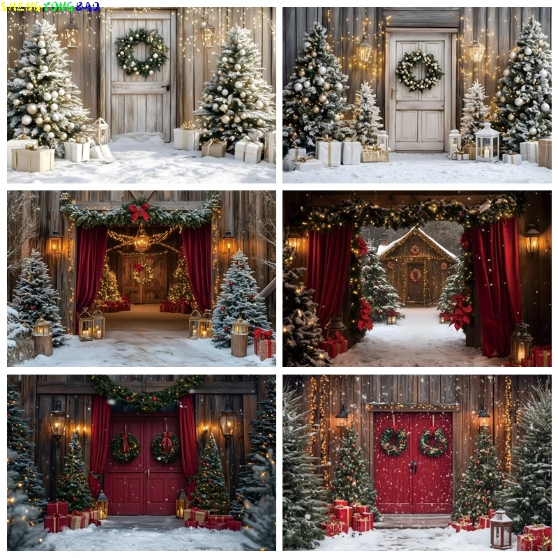 

Winter Christmas Photography Background Warehouse Snowflake Xmas Tree Decor Kids Holiday Party Portrait Photo Backdrop Studio
