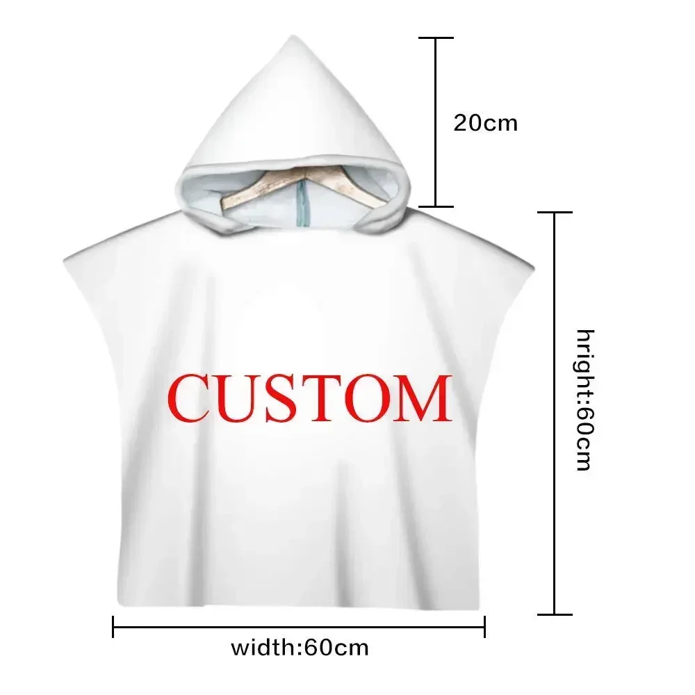 Customized Photo Logo Cape Hooded Bath Towel Robe Poncho Swimming Beach Towel Surf Man Lady Fast Quick Dry Bathrobe Beachwear