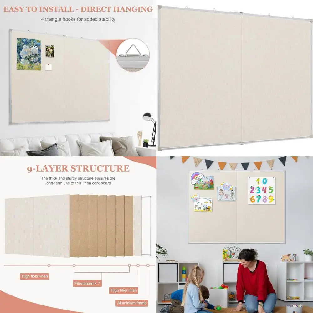 

Двусторонняя пробковая доска с льняным покрытием, складная алюминиевая рама 48x36, базовая доска для дома или офиса