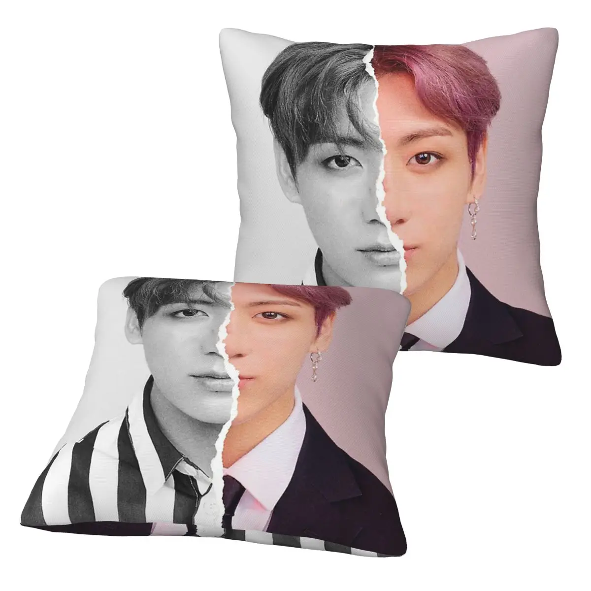 Jungkook 2 pcs Square Pillowcase Pillow Cover Cushion Zip Decorative Comfort Throw Pillow for Home Living Room