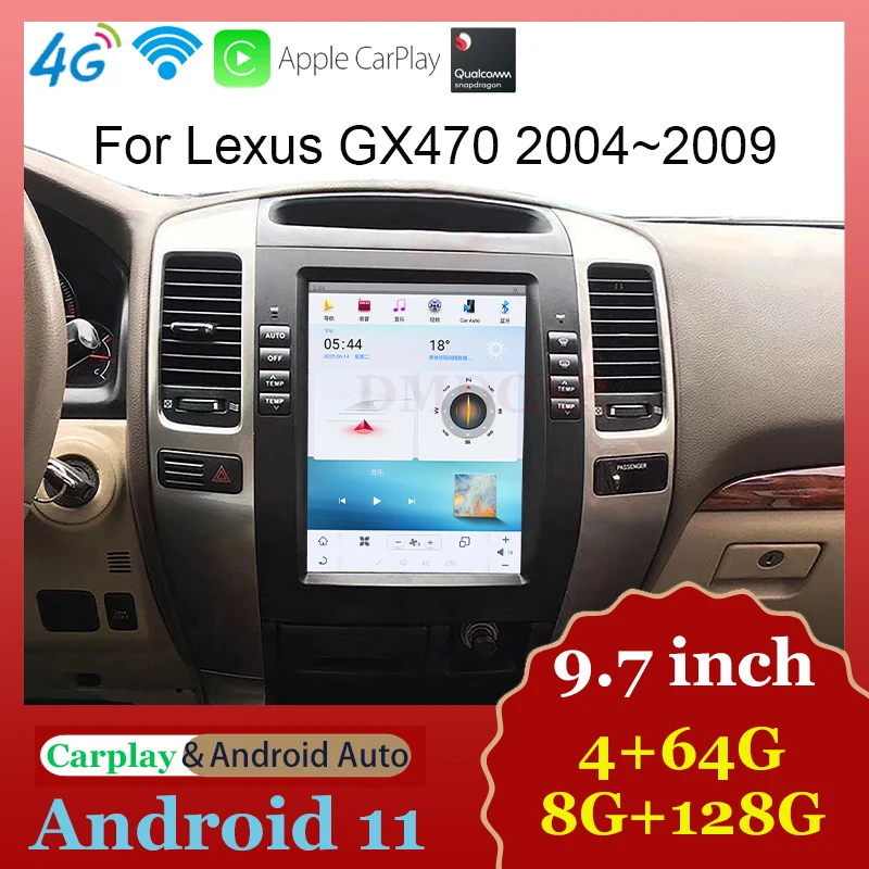 

Qualcomm Android Car Radio Multimidia Video Player LCD Touch Screen AndroidAuto Carplay Wireless 4G For Lexus GX470 2004-2009