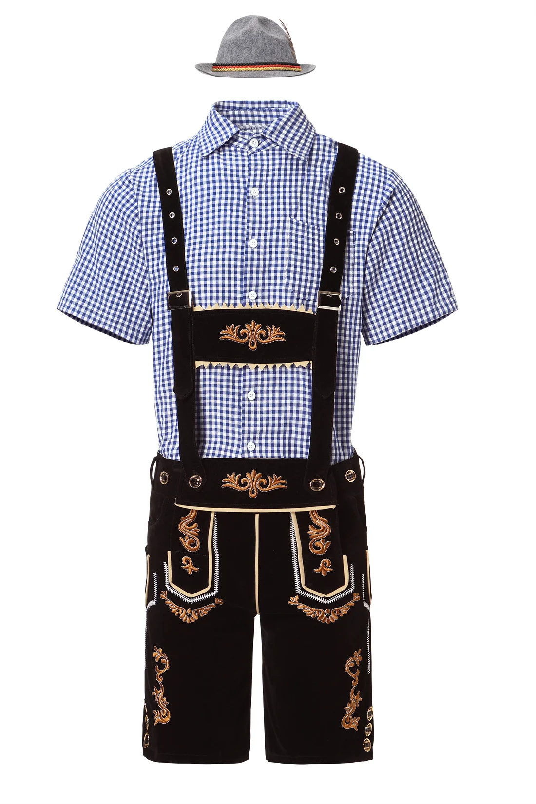 Männlich oktoberfest lederhosen kostüm bayerisches oktoberfest deutsches bier kostüm hemd hosenträger shorts hut halloween cosplay outfit