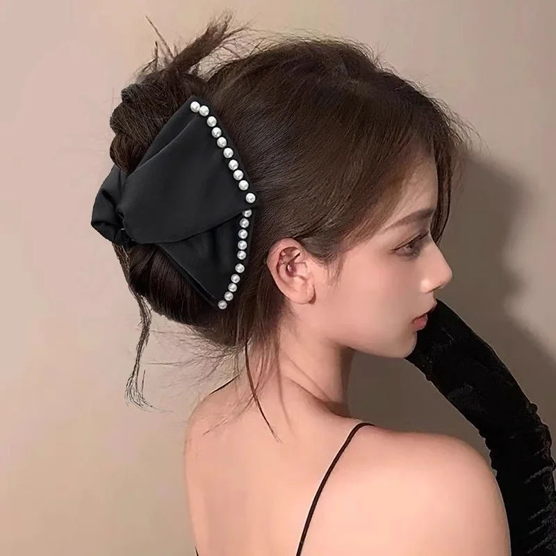 أنيقة كبيرة الراين القوس مشبك شعر السلطعون اللؤلؤ دبابيس الشعر النساء الفتيات الحلو حلية شعر مقاطع الشعر موضة إكسسوارات الشعر #4