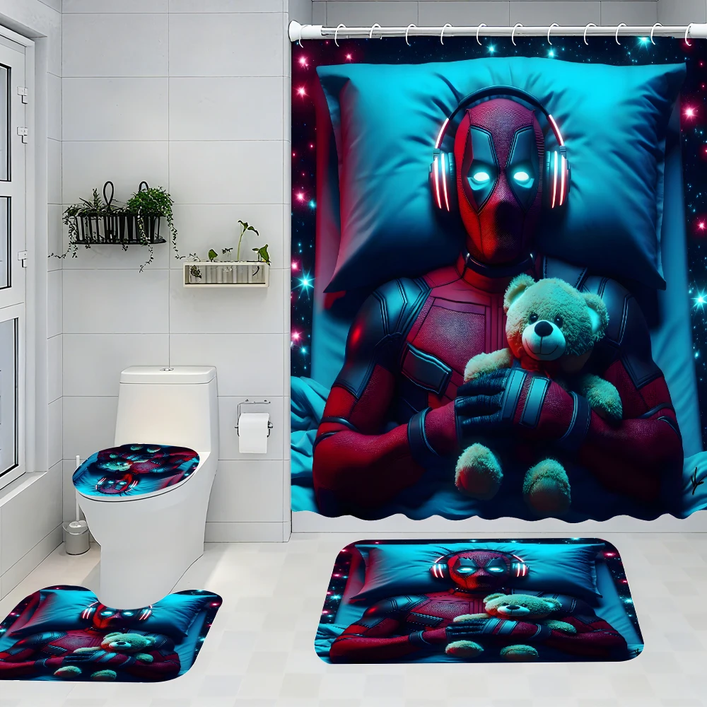 

Stylish Deadpool Bathroom Four-piece Set - Avant-garde Waterproof Shower curtain, creating a complete bathroom kit