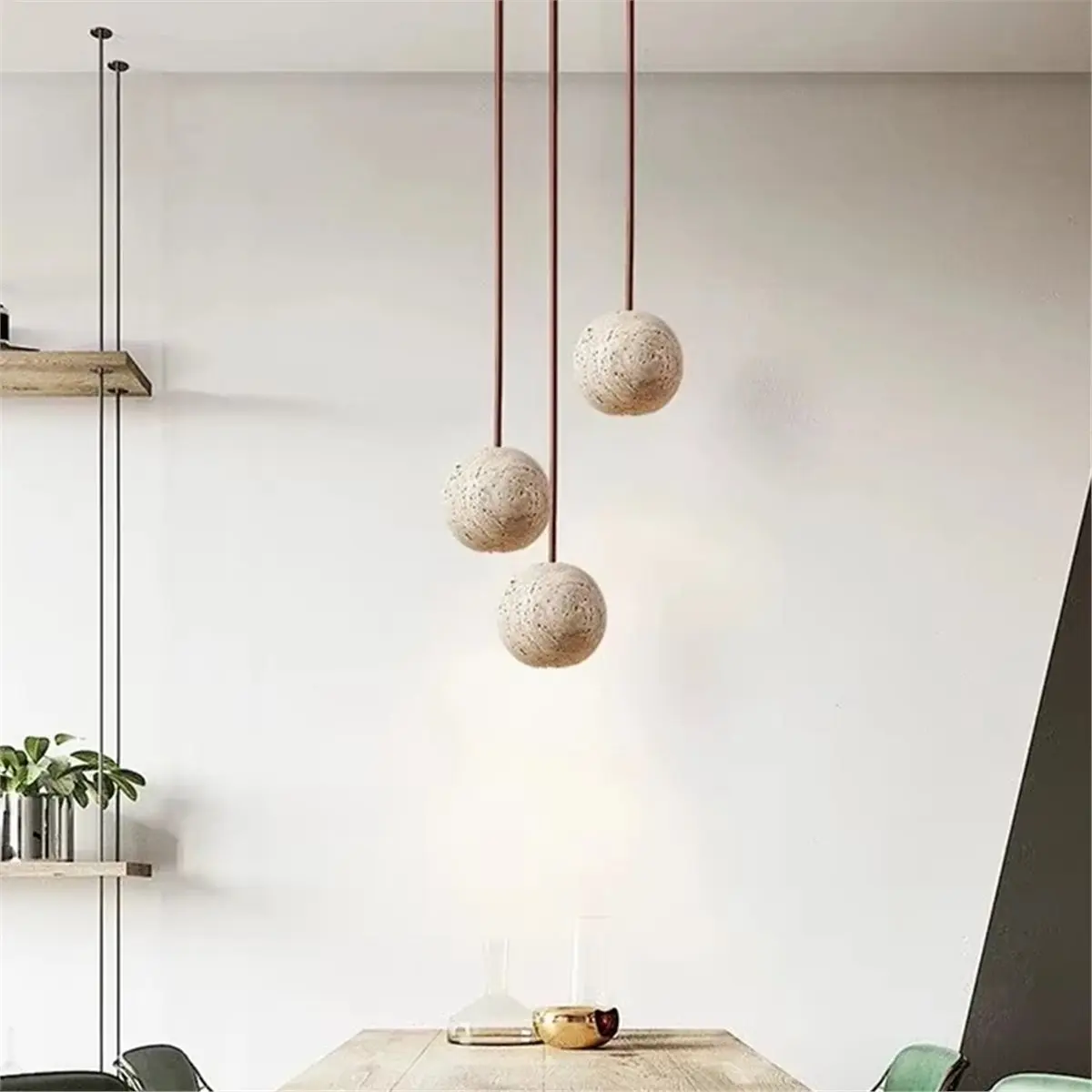 【عيد الميلاد】 مصباح معلق LED حجر أصفر ترافرتين ثريا G4 5 وات ضوء دافئ 85-265 فولت ضوء مستدير صغير بجانب السرير