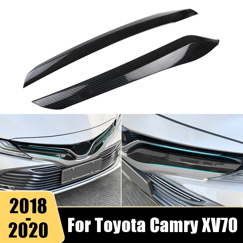 

For Toyota Camry XV70 70 2018 2019 2020 LE XLE Carbon Car Front Bumper Decoration Cover Auto Grille Decorative Strips Accessori