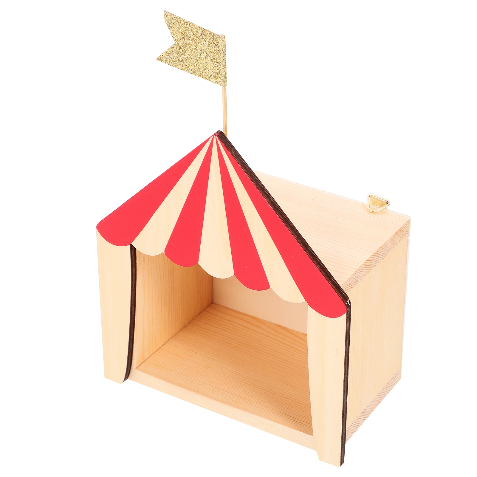 

1 pc Cabin Decorative Storage Red Small House Ornament Kids Room Adorable Eco Friendly Creative Wooden House Stylish Container