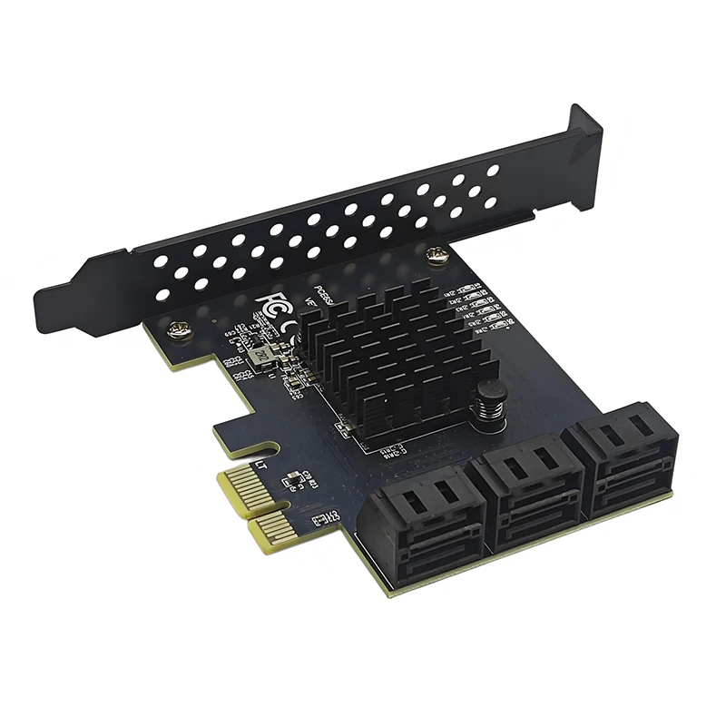 

PCIE SATA Card PCI Express X1 to 6Port SATA3.0 6Gbps Controller Expansion Card Riser RTL9100 SATA Port Multiplier for Desktop PC