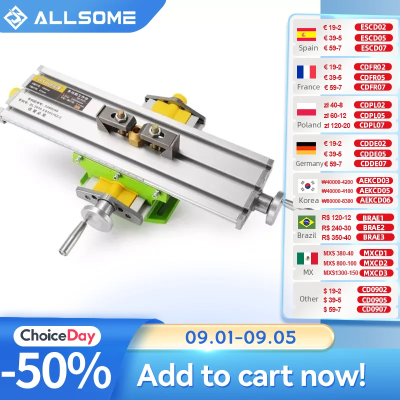 

ALLSOME BG-6330 Compound table Working Cross slide Table Worktable for Milling Drilling Bench Multifunction Adjustable X-Y