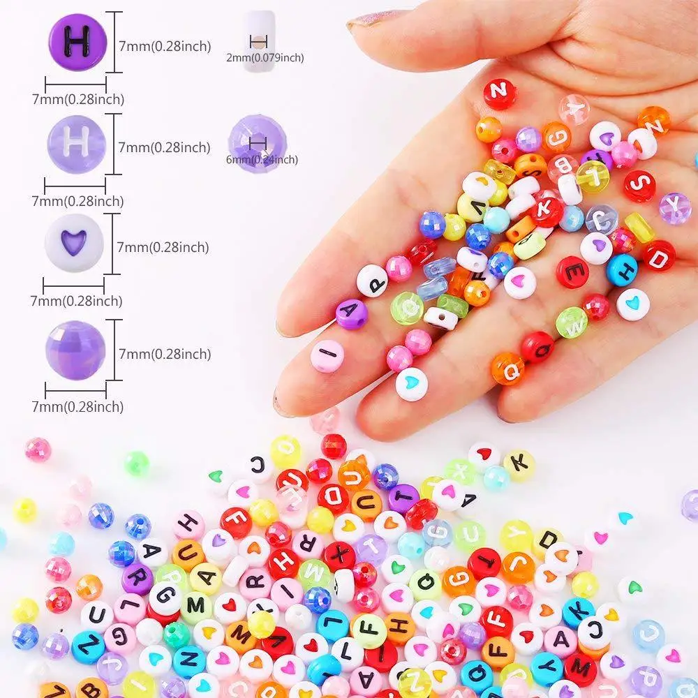1300PCS Acrylic A-Z English Letter Beads Crystal Line Elastic Line Velvet Lead Children's Gift Birthday Gift Jwelry DIY Tools