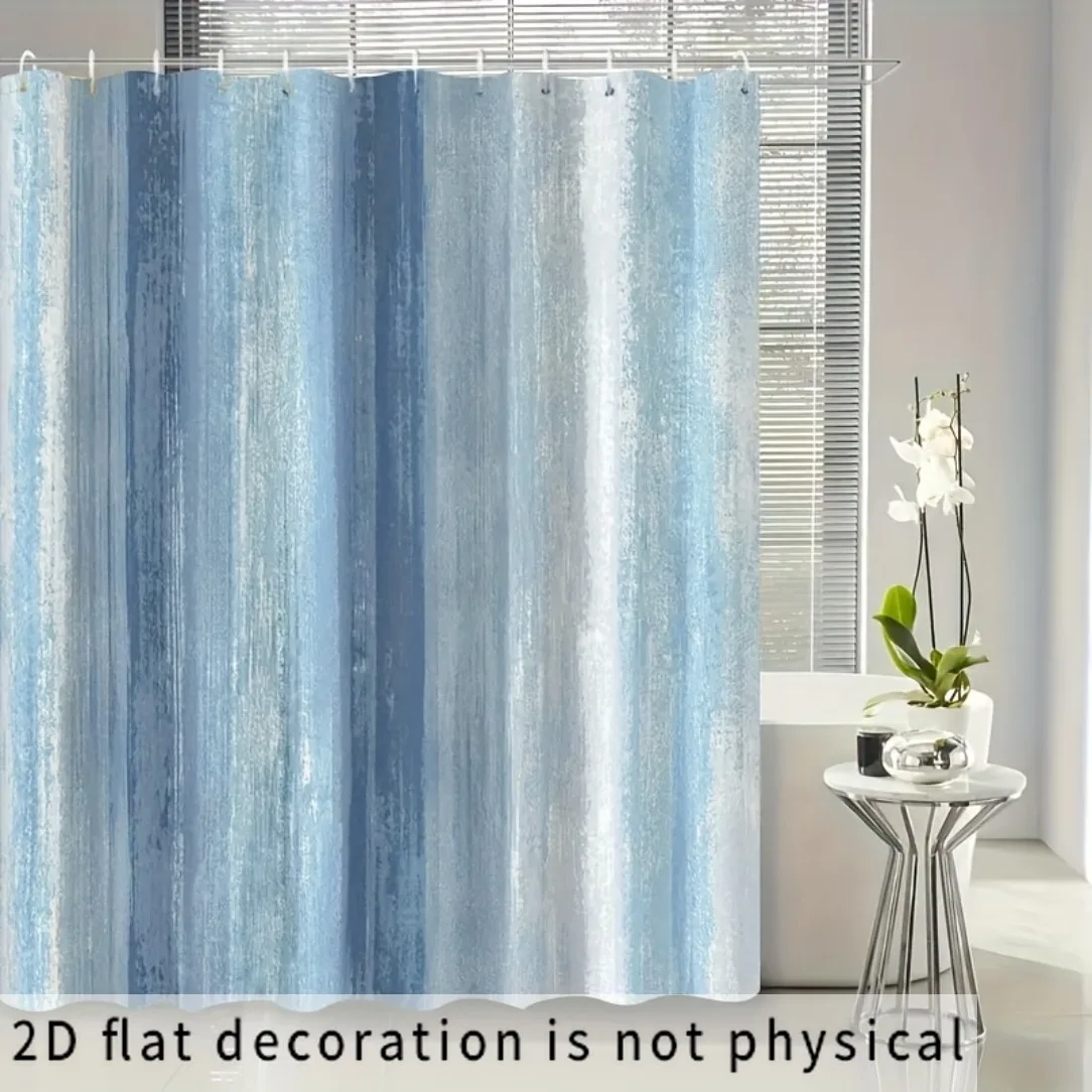 

Blue Striped Waterproof Shower Curtain Bathroom Liners Modern Abstract Vertical Stripes Spa Design Home Decor Essential Accessor