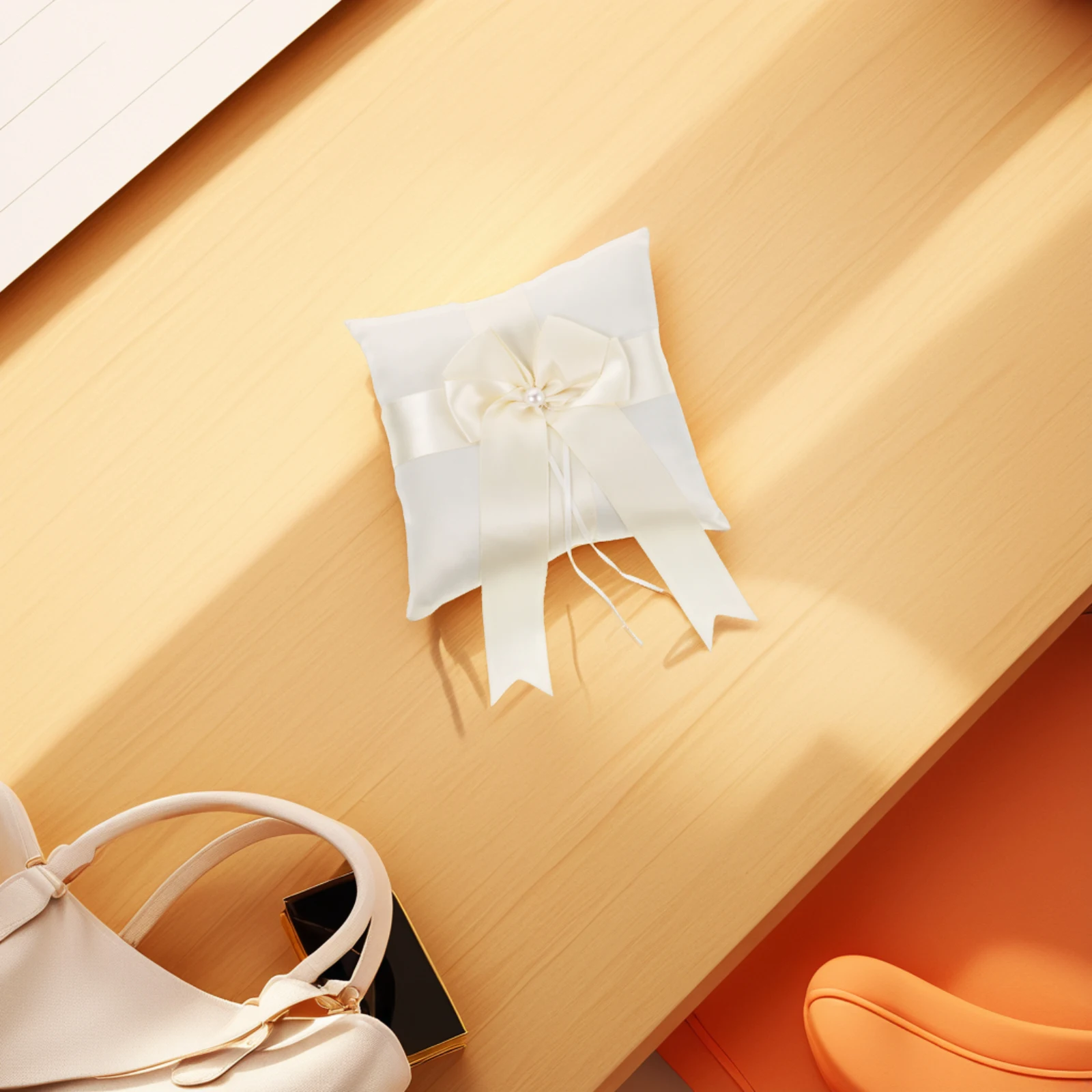 

1PC Bridal Flower Ring Holder Pillow Wedding Ceremony Girl Bearer Cushion Fabric Bowknot Decoration Comfortable