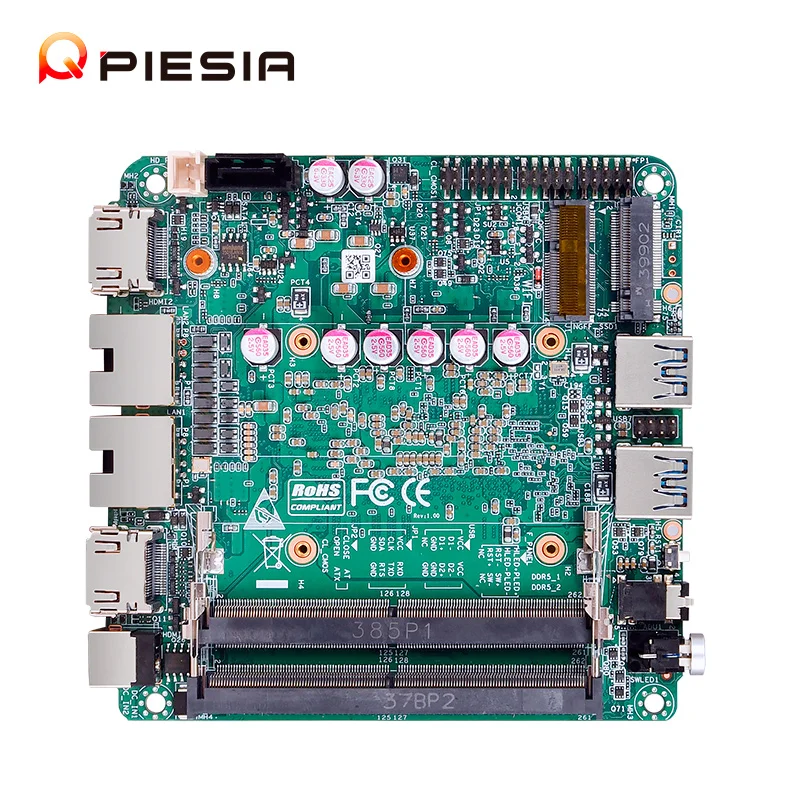 Piesia Intel Core AI Ultra 7 155H 155U 125H 125U Mini placa de PC Industrial Dual Lan 2 * DDR5 96GB 2 * HD/tipo-c X86 NUC placa base