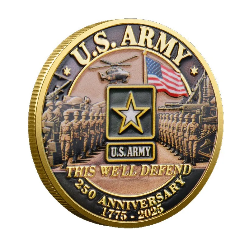 U.S. Army 250th Anniversary Souvenir Coin Gold Plated This Well Defend Collectible Coin
