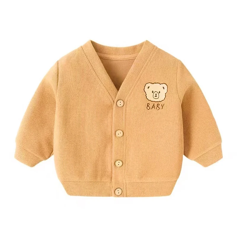 

Spring Autumn New Thin Baby Cardigan Coat Cute Bear Embroidery Boy Girl Warm Jacket Outdoor Windproof Outerwear Kids Clothes