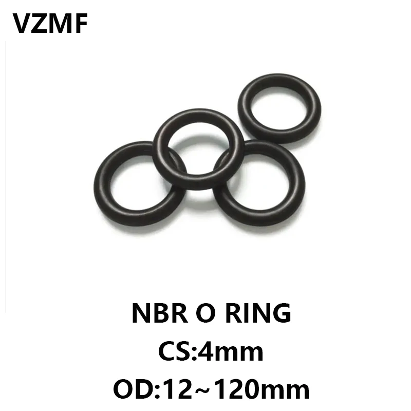 

NBR O Ring Gasket Thickness CS 4mm OD 12~120mm Nitrile Rubber Round O Type Corrosion Oil Resist Sealing Washer Blackr