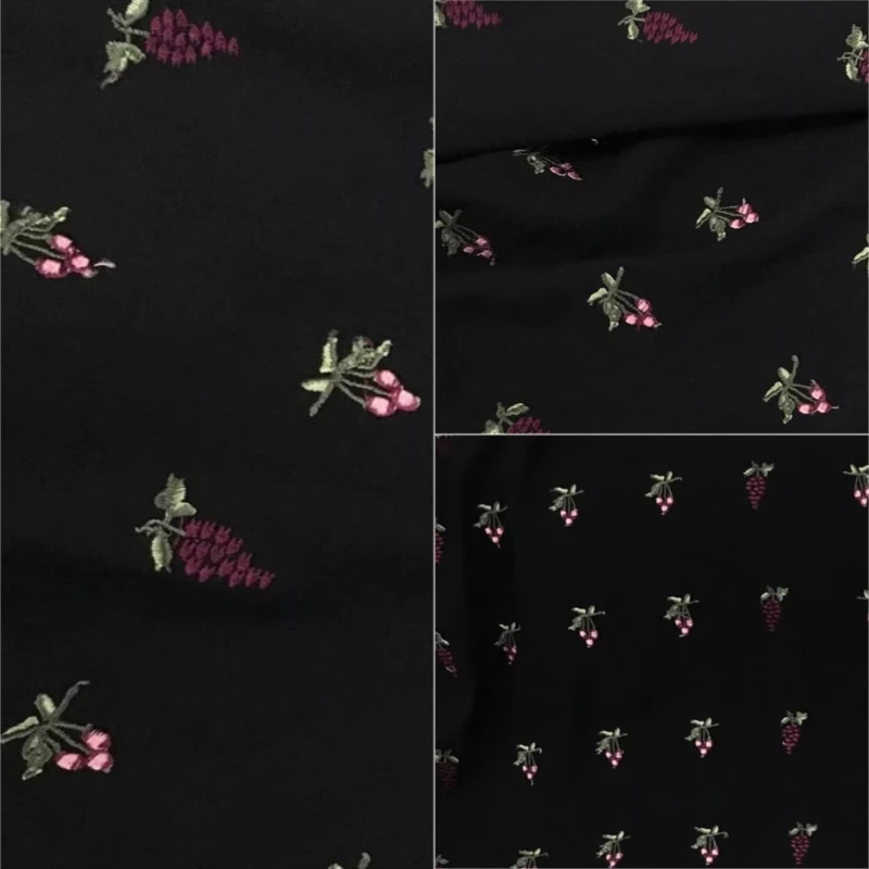 

Ткань с вышивкой в виде черного винограда, 100x140 см, для весенне-летних платьев, ручной работы, для шитья и рукоделия, дышащая, в китайском стиле