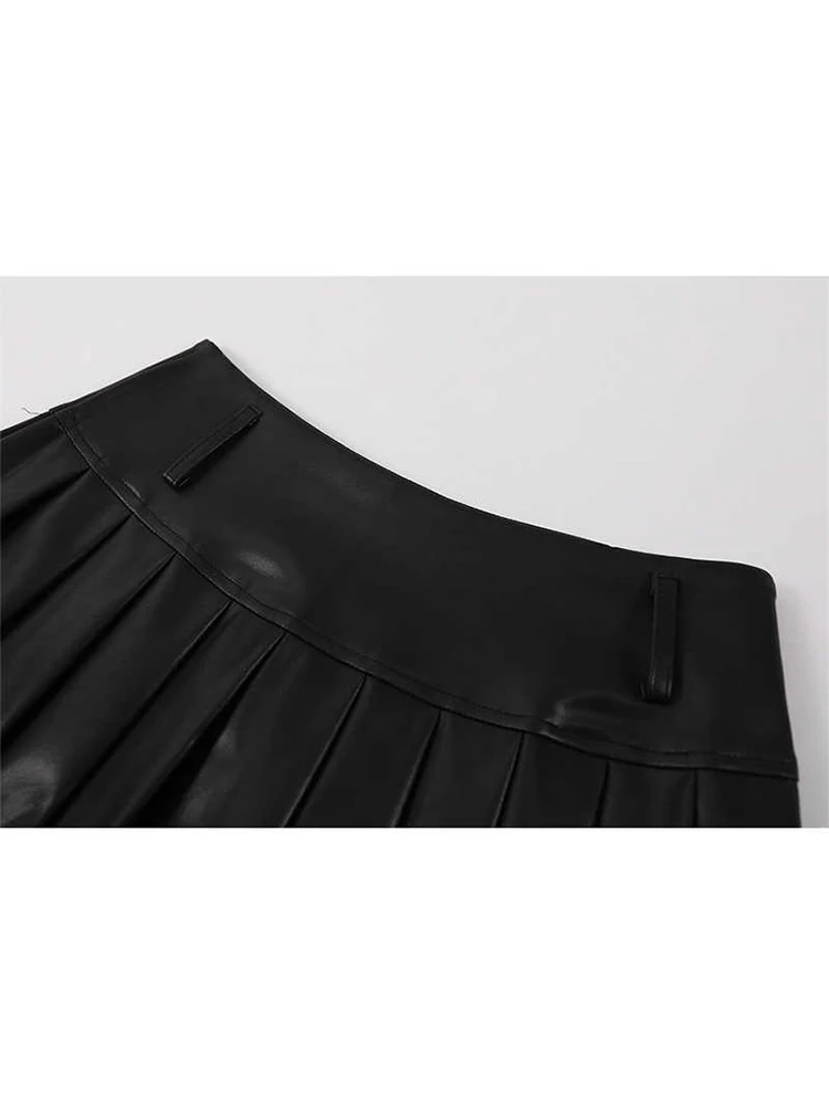 2025 Autunno Inverno Donna Harajuku Gonna a pieghe Pu Ecopelle Dark Academia Minigonna Design Y2k Coquette Gyaru Cyber Punk