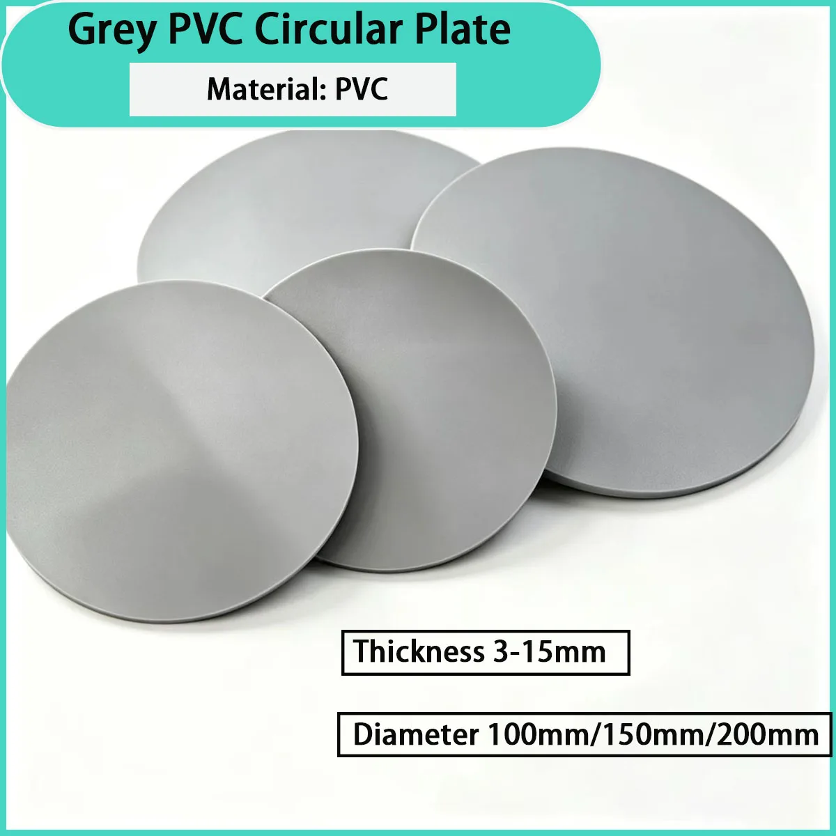 Thickness 3-15mm gray PVC circular plate suitable for pad, base, partition, accessory processing, etc