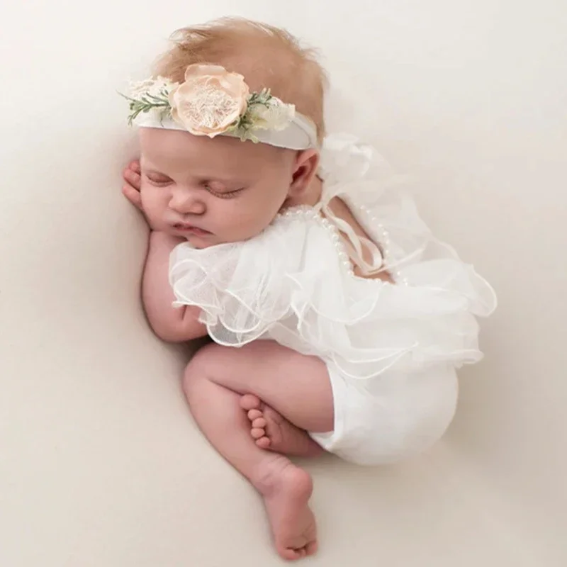 

Newborn Photography Props Baby Girls Romper Outfit Lace Jumpsuit Bodysuit Fotografia Clothes Infants Photo Shooting Clothing