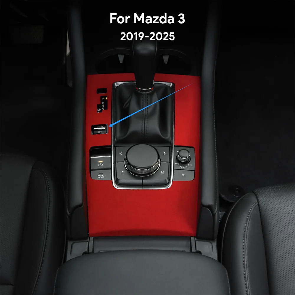 Top Suede Trim Sticker For Mazda 3 Axela BP 2019 2020 2021 2022 2023 2024 2025 Car Automatic Gear Shift Panel With Sports Button view 3