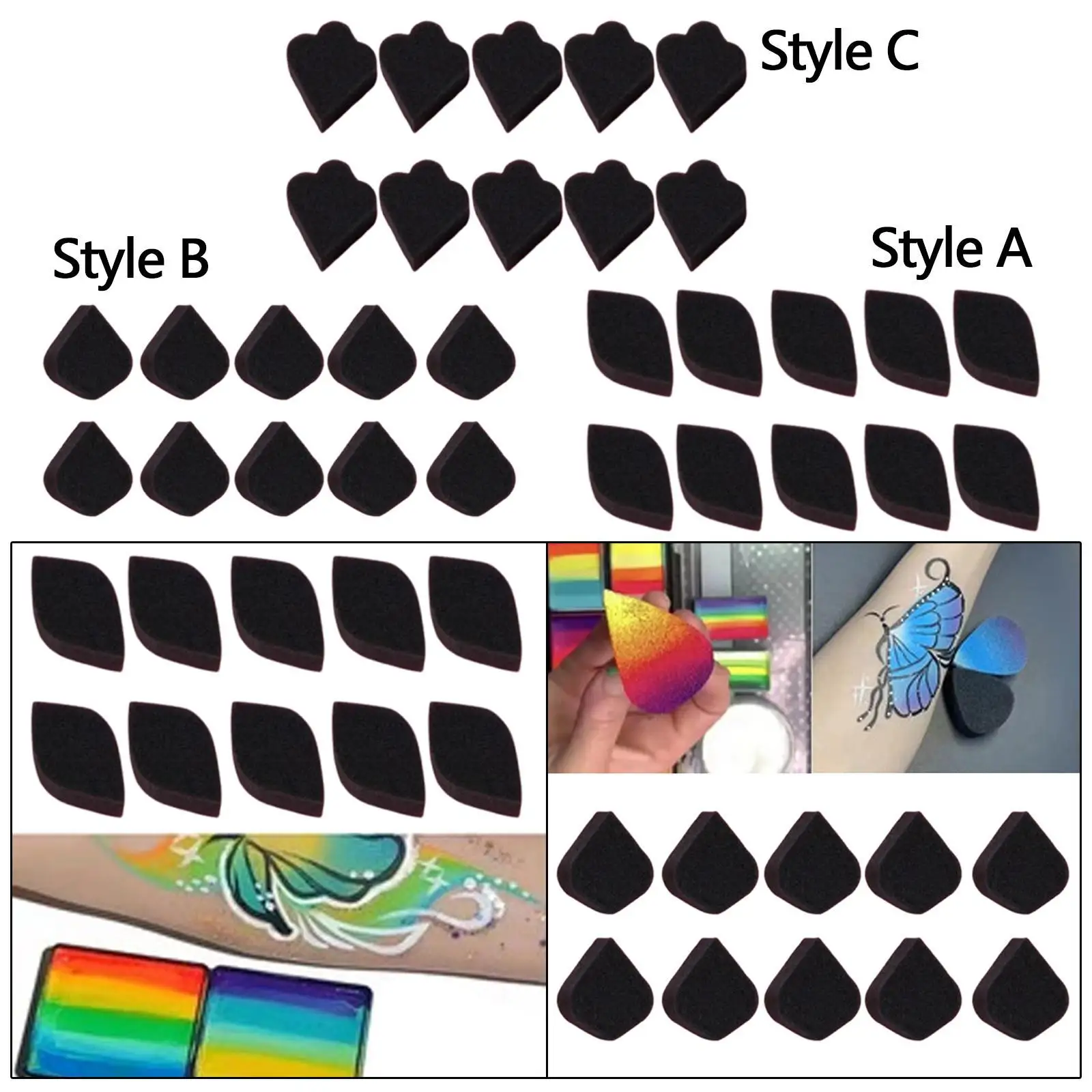 10-teilige Körperbemalungsschwämme für Kinder, hochdichter Körperbemalungsschwamm, Gesichtsbemalungszubehör, Großpackung für Make-up, Basteln, Kunstwerke